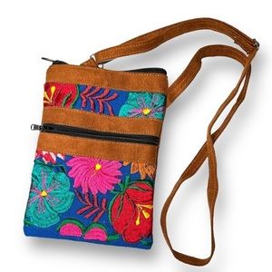 Handmade embroidered crossbody bag with adjustable straps - NWOT